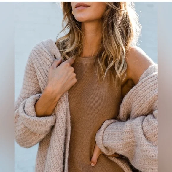 JENNI KAYNE Sleeveless Midi in Clay; Cotton & Cashmere Blend Sweater Dress L - Picture 4 of 10